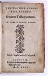BIBLE IN GREEK.  Tes Kaines Diathekes Apanta. Novum Testamentum.  1546.  Lacks one leaf in Matthew.